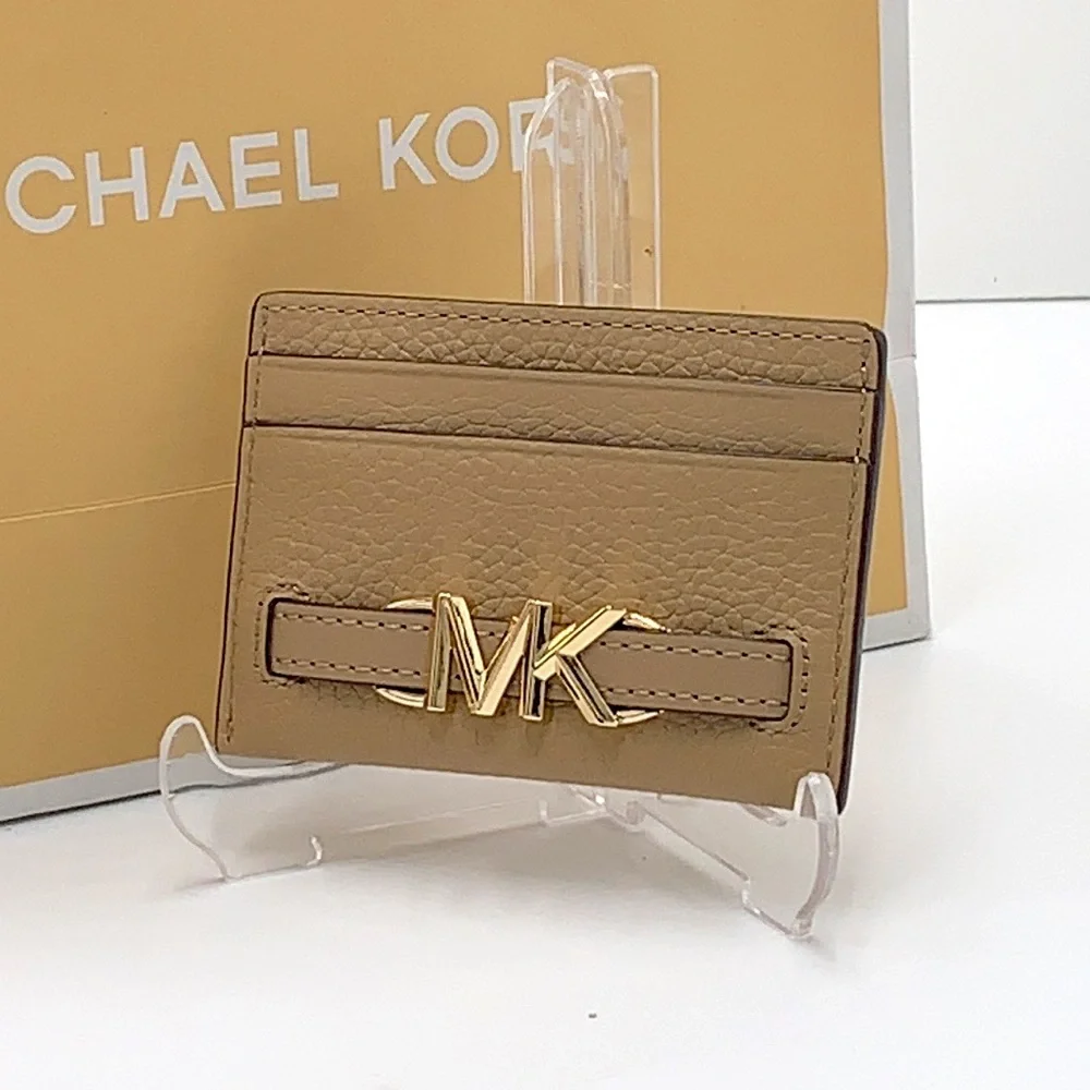 MICHAEL KORS Reed Large Pebbled Leather Card Holder Case Wallet COLOR: CAMEL
